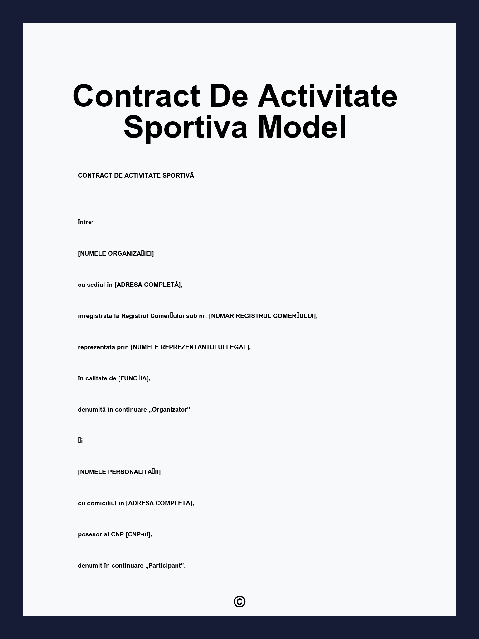 Contract De Activitate Sportiva Model