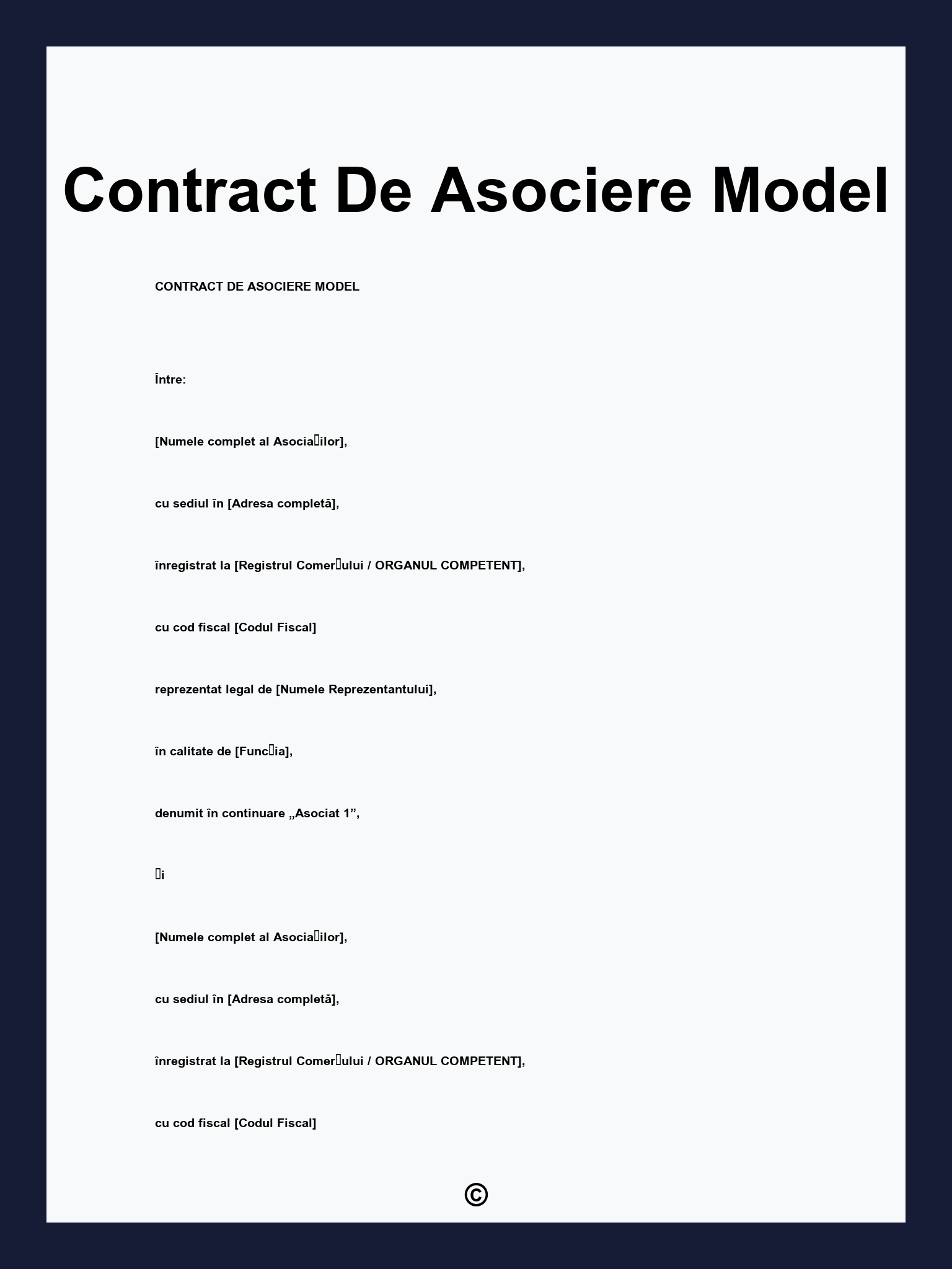 Contract De Asociere Model
