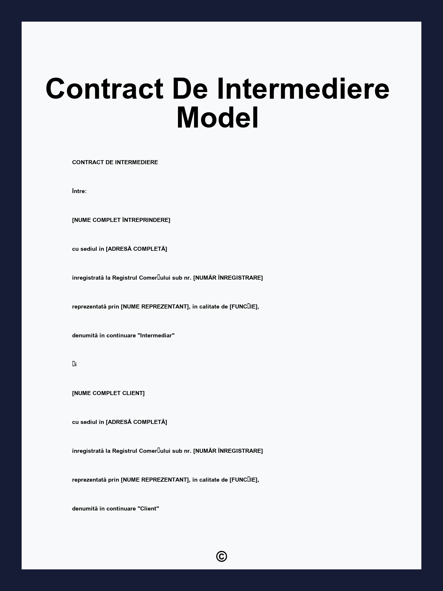 Contract De Intermediere Model
