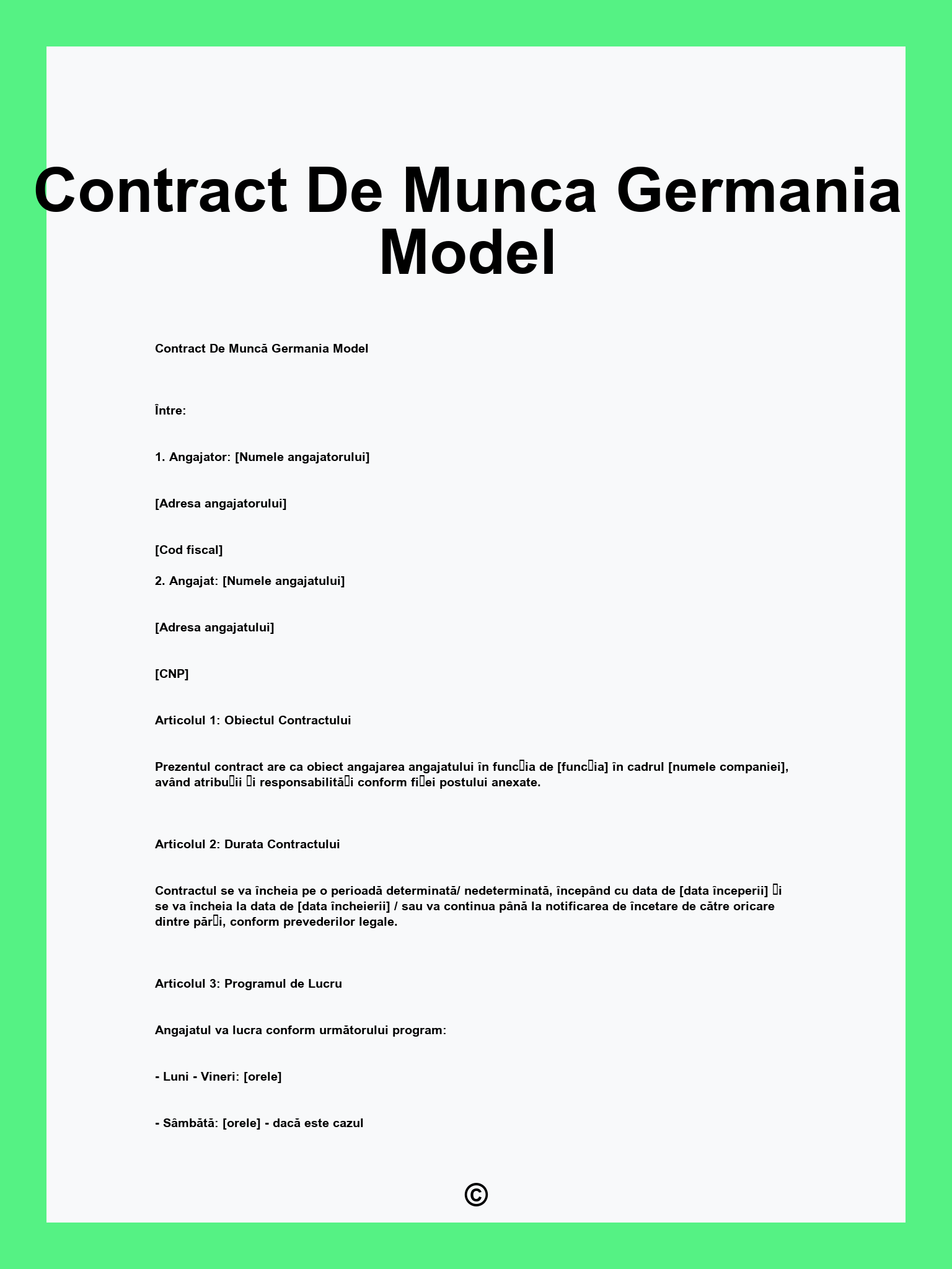 Contract De Munca Germania Model