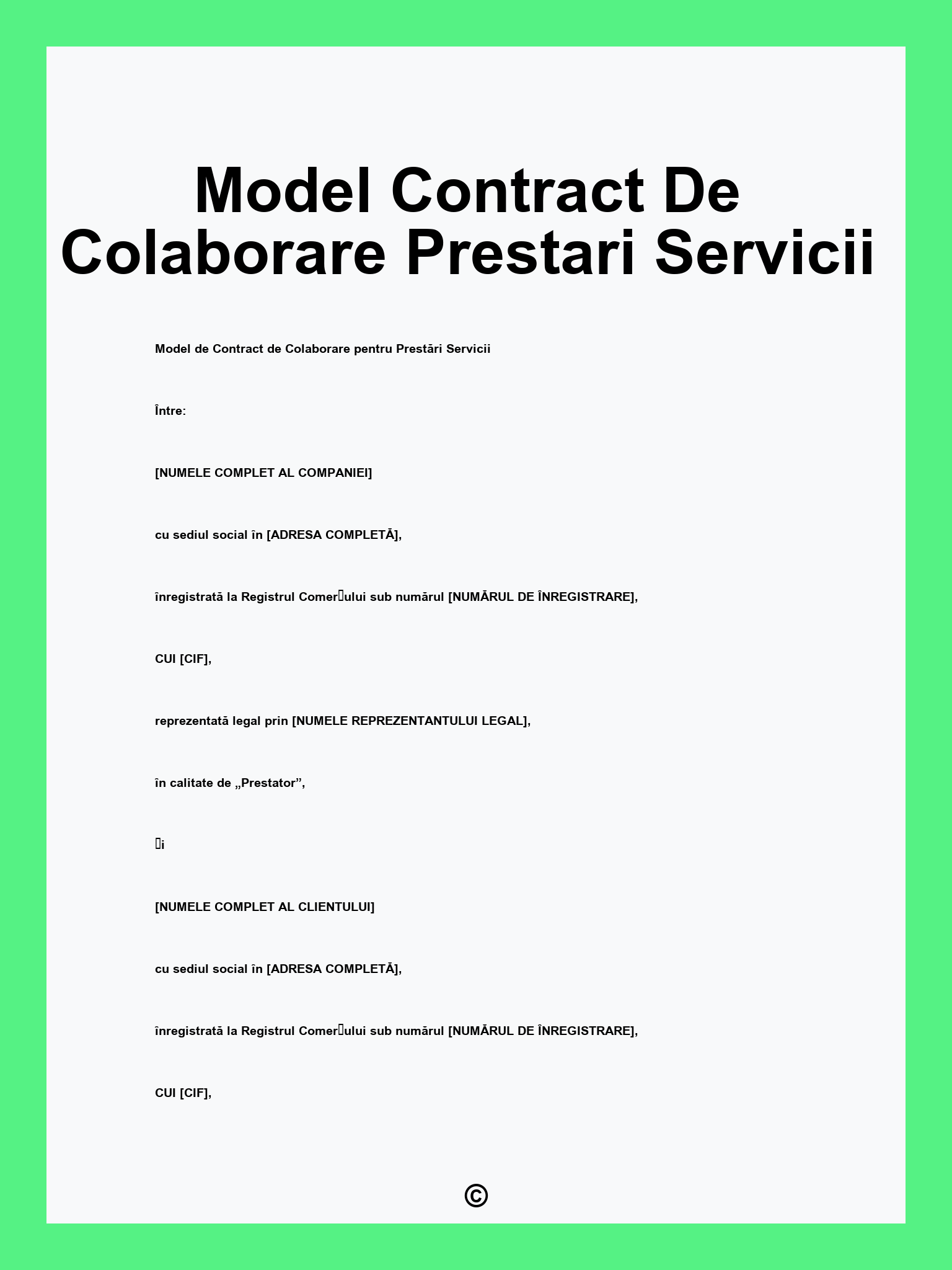 Model Contract De Colaborare Prestari Servicii