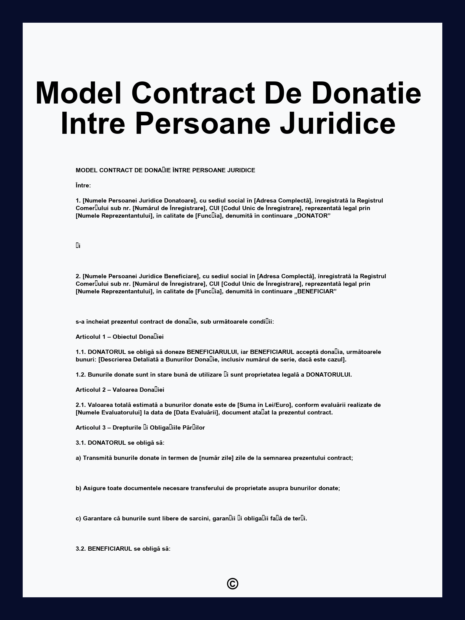 Model Contract De Donatie Intre Persoane Juridice