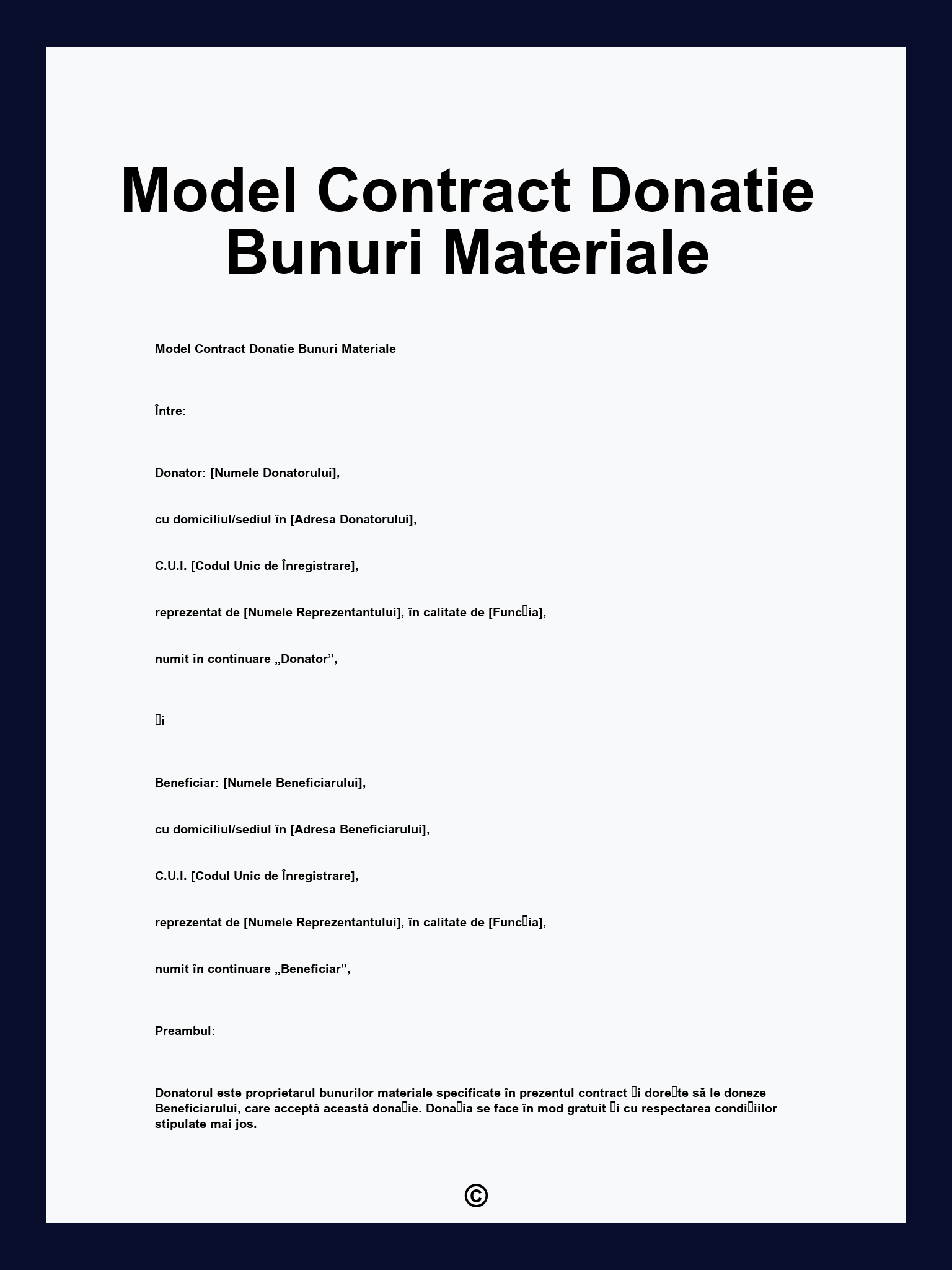 Model Contract Donatie Bunuri Materiale