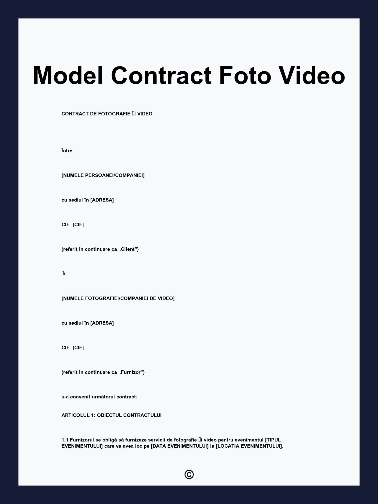 Model Contract Foto Video