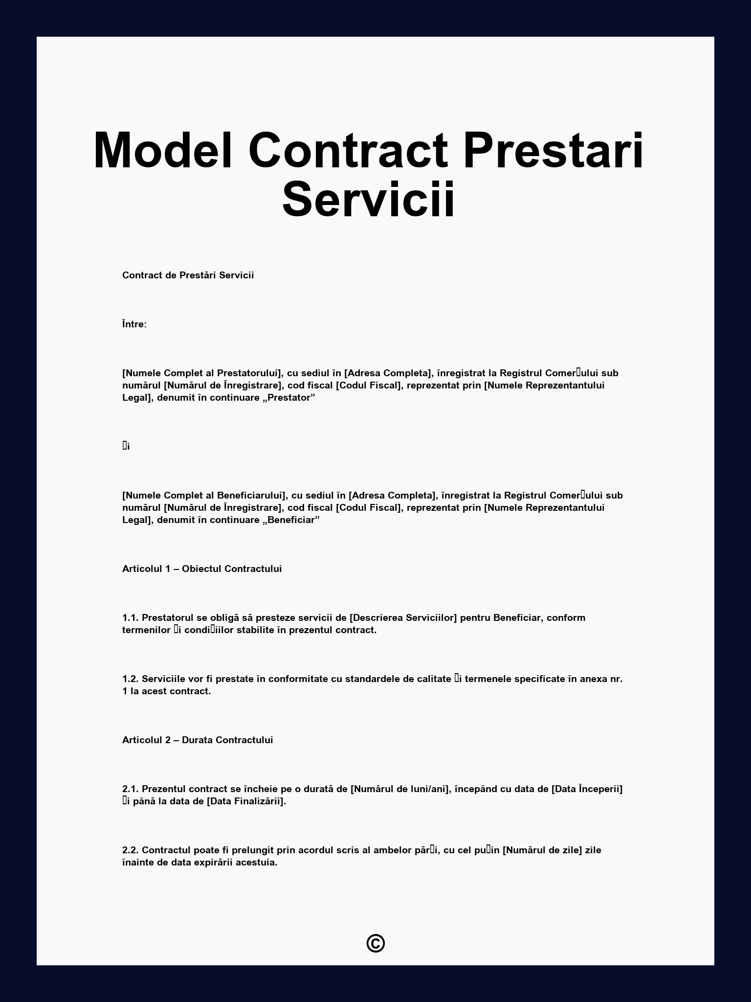 Model Contract Prestari Servicii