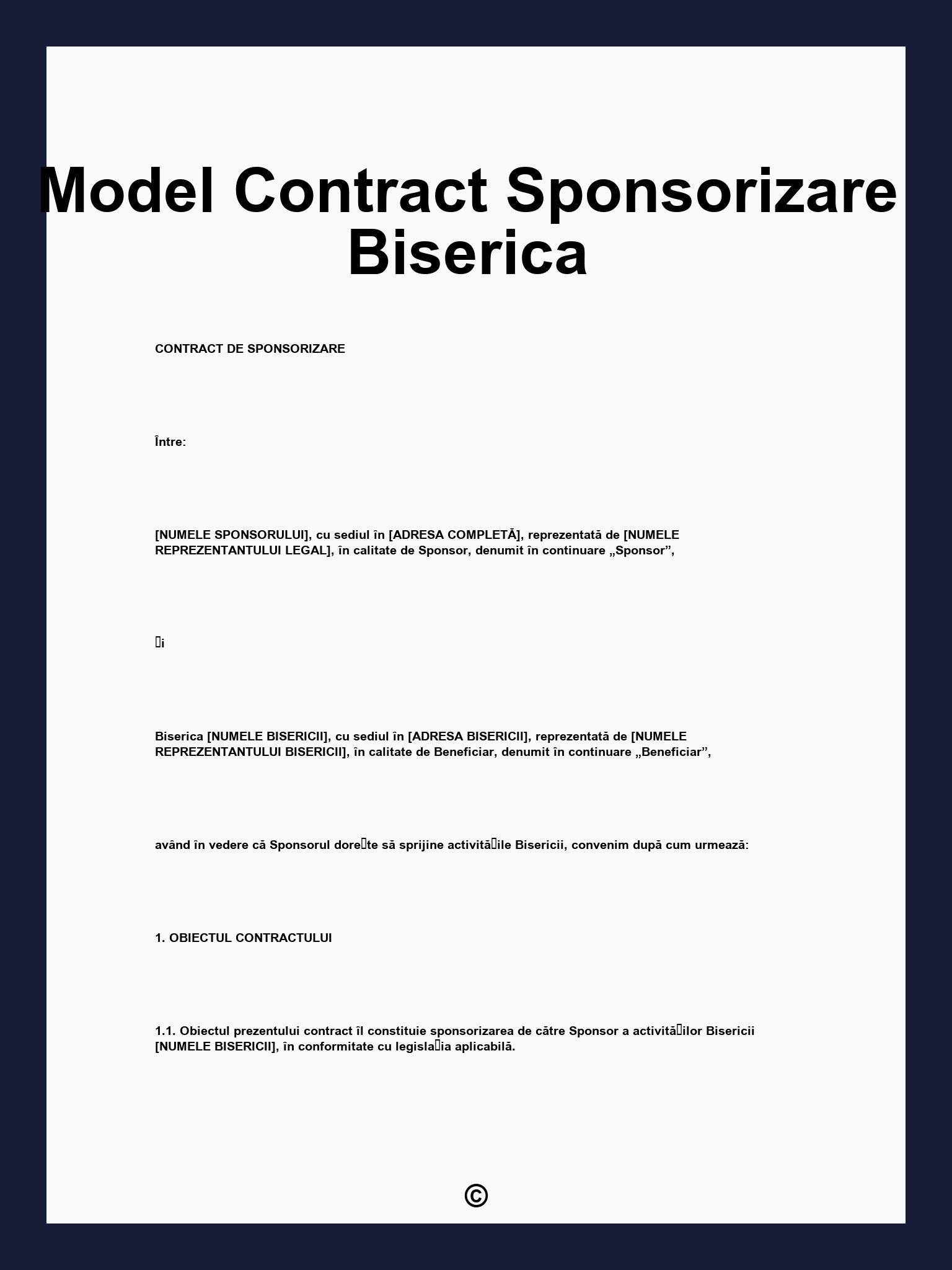 Model Contract Sponsorizare Biserica